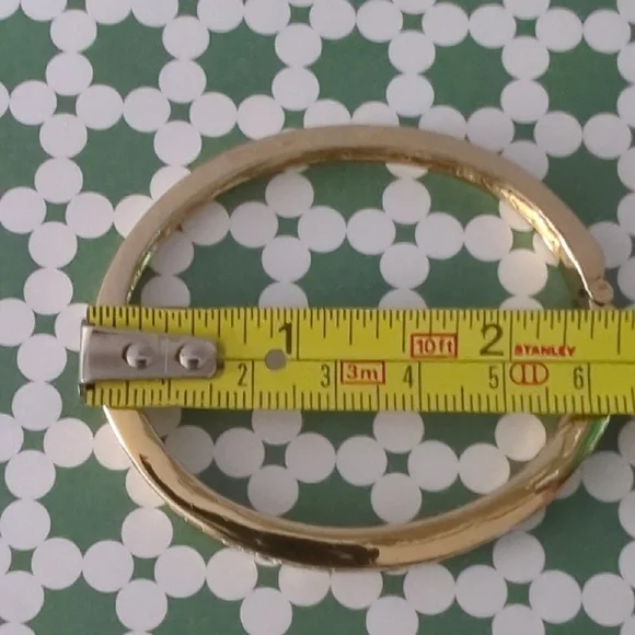 Elegant Gold Tone Hinged Bangle Bracelet with Crystals - Picture 8 of 8